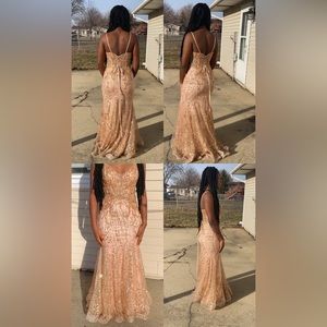 corset style gold prom dress